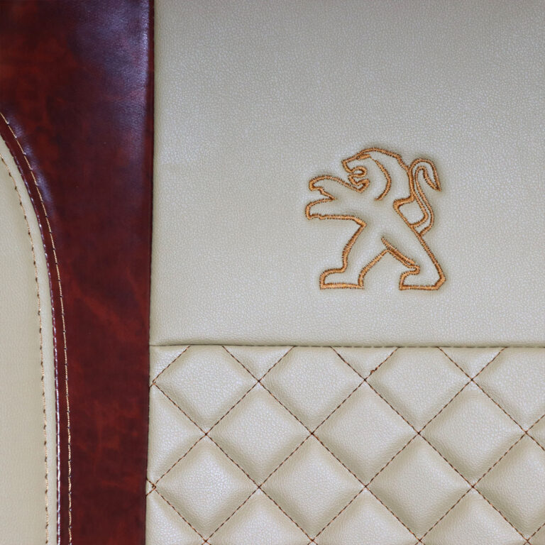 روکش صندلی پژو پارس جدید چرم مشکی مدل فابریکی طرح چوب به همراه پشت گردنی