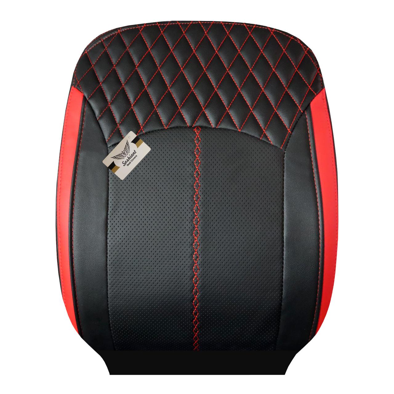 روکش صندلی مناسب پژو 206 و 207 (چرم مشکی خرجکار قرمز طرح درتموند )