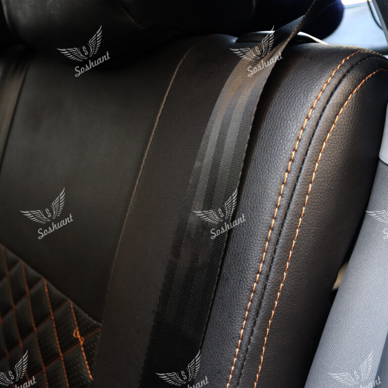 روکش صندلی خودرو سوشیانت مناسب ساینا و تیبا تمام چرم خرجکار طرح چوب