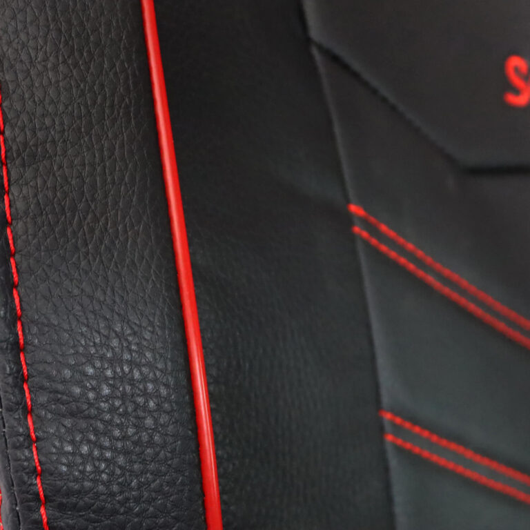 روکش صندلی خودرو پژو پارس تولید بعد از 96 تمام چرم با مغزی دوزی قرمز مدل دلتا