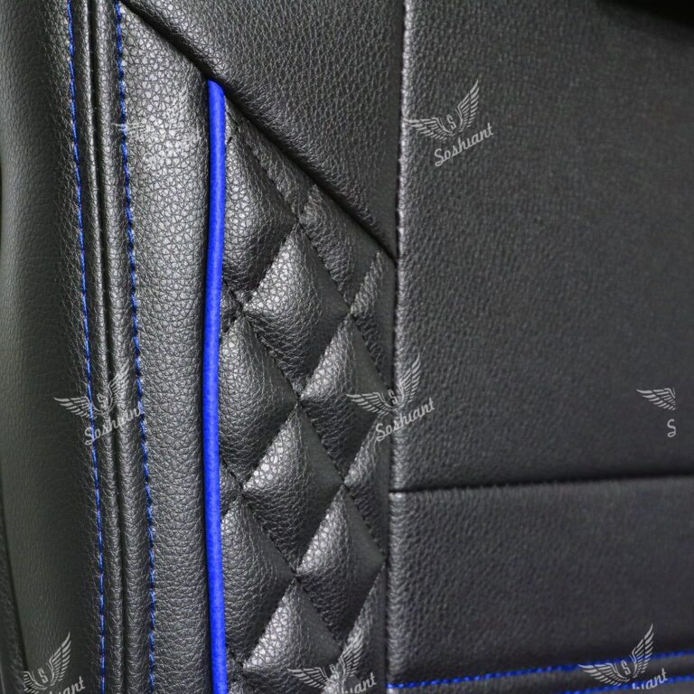 روکش صندلی خودرو ساینا و تیبا یک تمام چرم مدل سورنا با دوخت و مغزی آبی