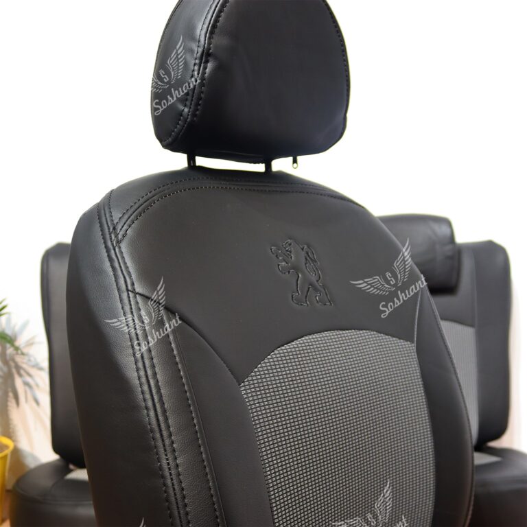 روکش صندلی 206 و 207 چرم مشکی لمسه پارچه فابریکی (همراه با پشت گردنی)