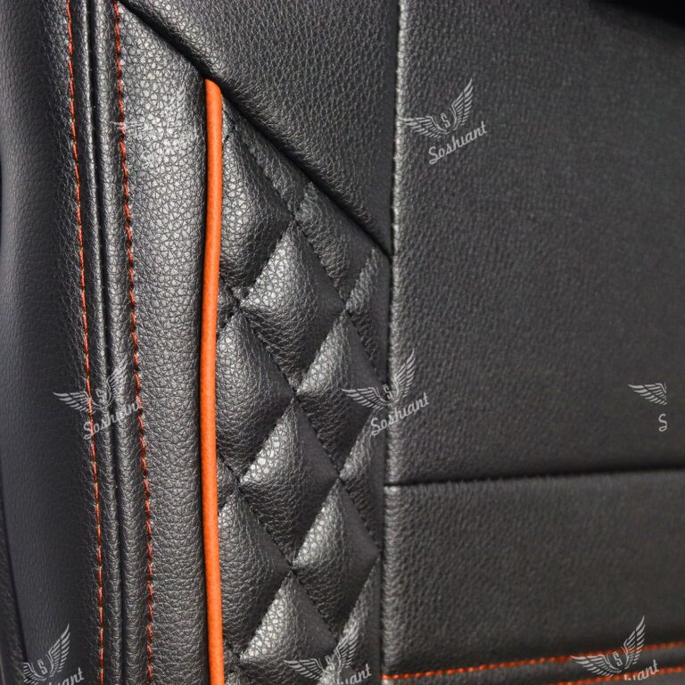 روکش صندلی خودرو ساینا و تیبا یک تمام چرم مدل سورنا با دوخت و مغزی نارنجی