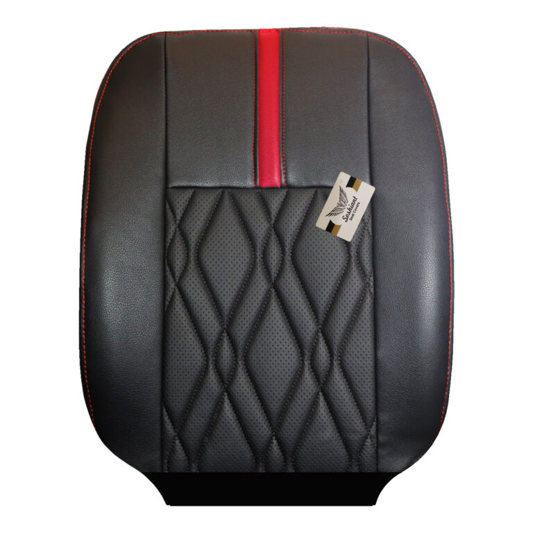 ست روکش صندلی 206 و 207 مدل B_lity چرم خرجکار قرمز همراه پشت گردنی و باکس و دورفرمان