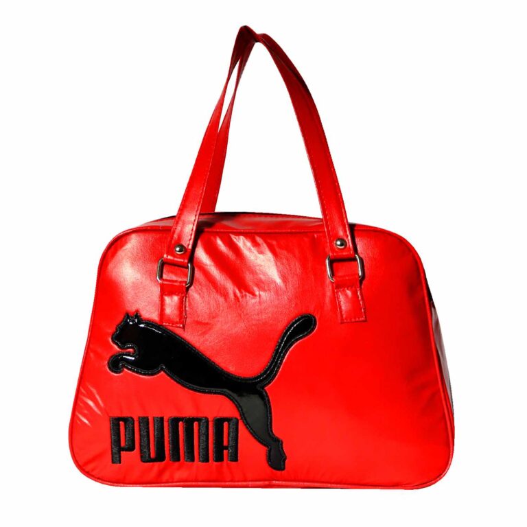 کیف ورزشی زنانه چرم قرمز با آرم پوما مشکی