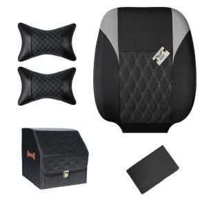 روکش صندلی پراید صبا پارچه جودون مدل گوشواره ای همراه با باکس سایز کوچک، پشت گردنی، دورفرمان