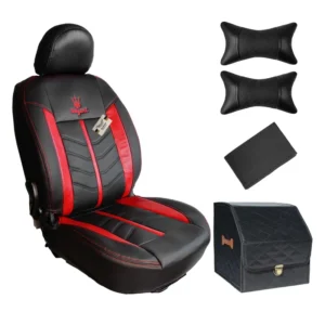 روکش صندلی پژو 206 و 207 و رانا پلاس چرم مدل کوئین همراه با پشت گردنی، دورفرمان و باکس سایز کوچک