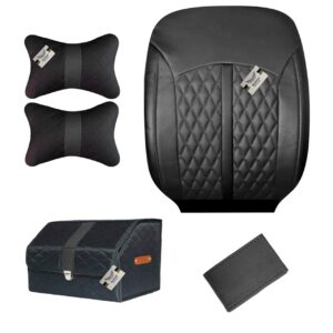 روکش صندلی پژو 206 و 207 و رانا پلاس چرم مدل افرا همراه با پشت گردنی، دورفرمان و باکس سایز بزرگ