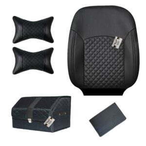 روکش صندلی پژو 206 و 207 و رانا پلاس چرم مدل خزر همراه با پشت گردنی، دورفرمان و باکس سایز بزرگ