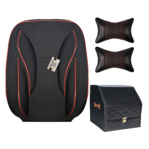 روکش صندلی پژو 206 و 207 و رانا پلاس پارچه جودون مشکی مدل سناتور طبی به همراه پشت گردنی، دورفرمان و باکس سایز کوچک