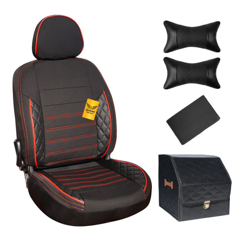 روکش صندلی پراید 111 پارچه جودون مدل سورنا همراه با پشت گردنی، باکس کوچک و دورفرمان